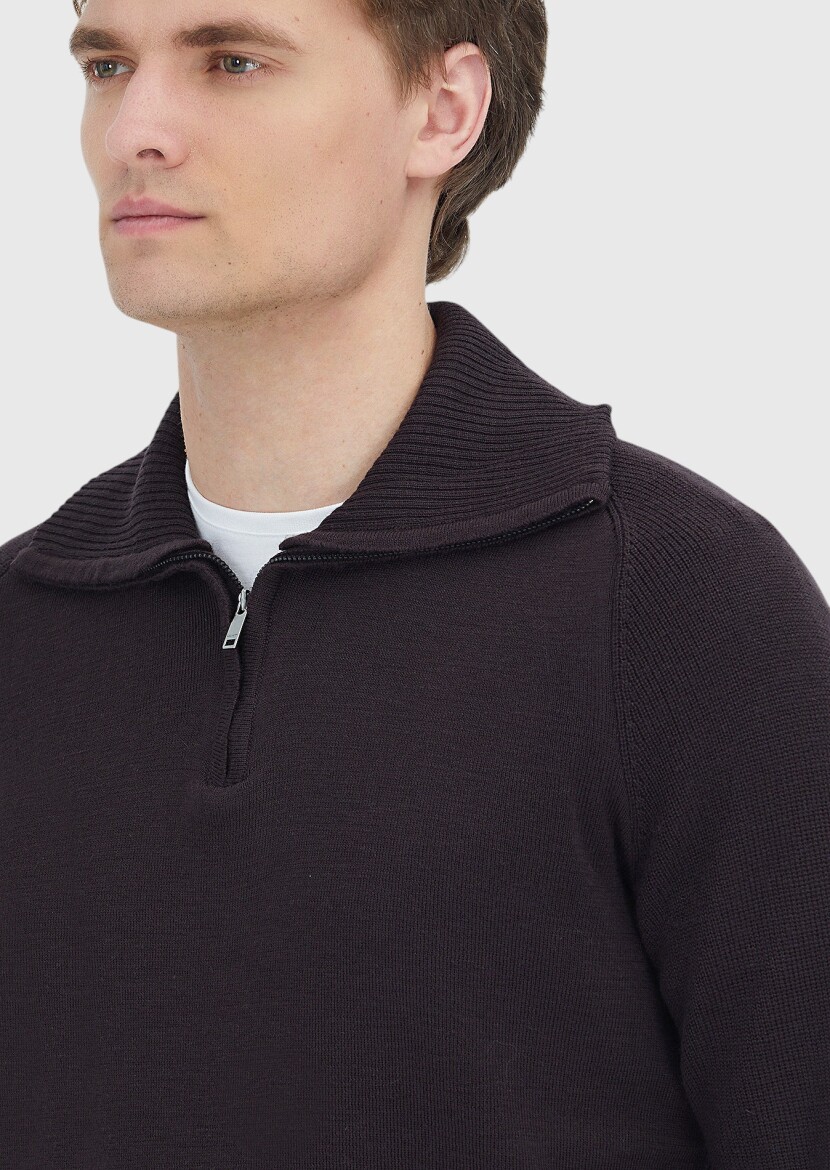 Damson Color Knitwear Sweatshirt - 3