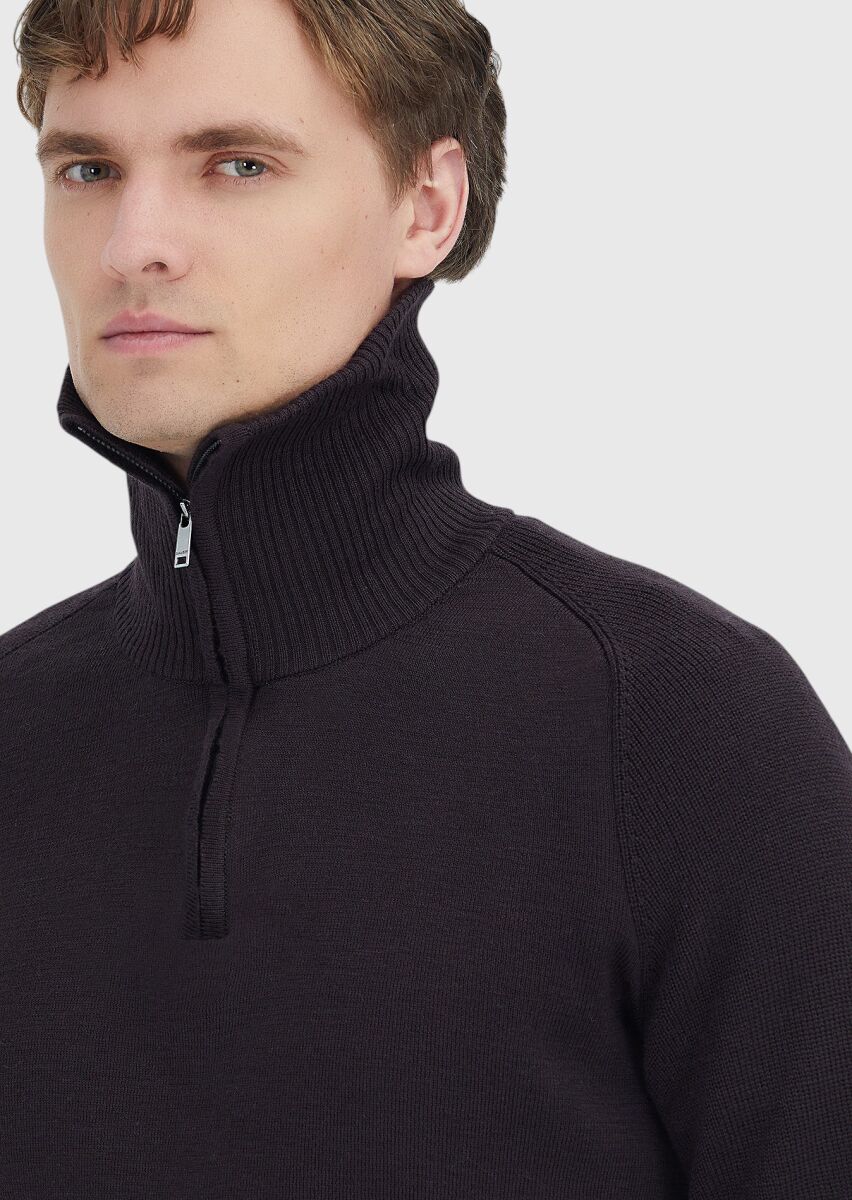 Damson Color Knitwear Sweatshirt - 4