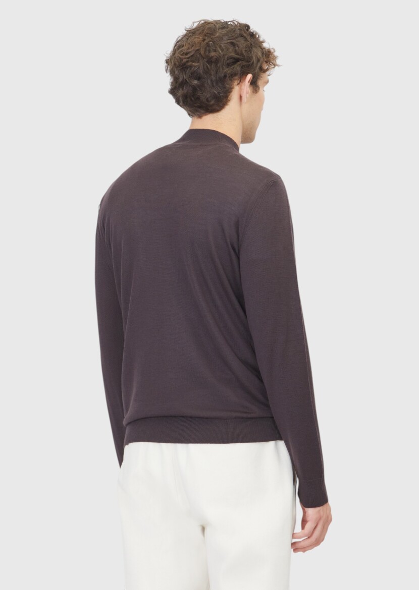 Damson Color Knitwear Sweatshirt - 5