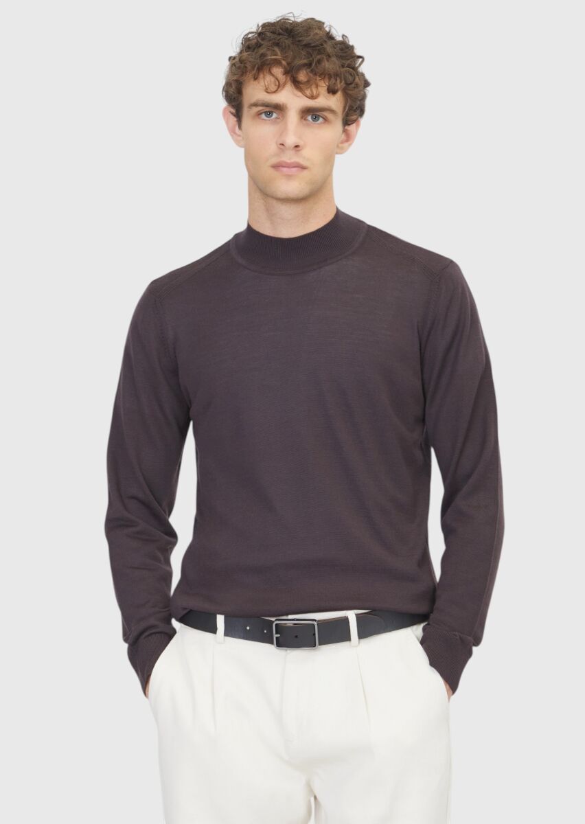 Damson Color Knitwear Sweatshirt - 1