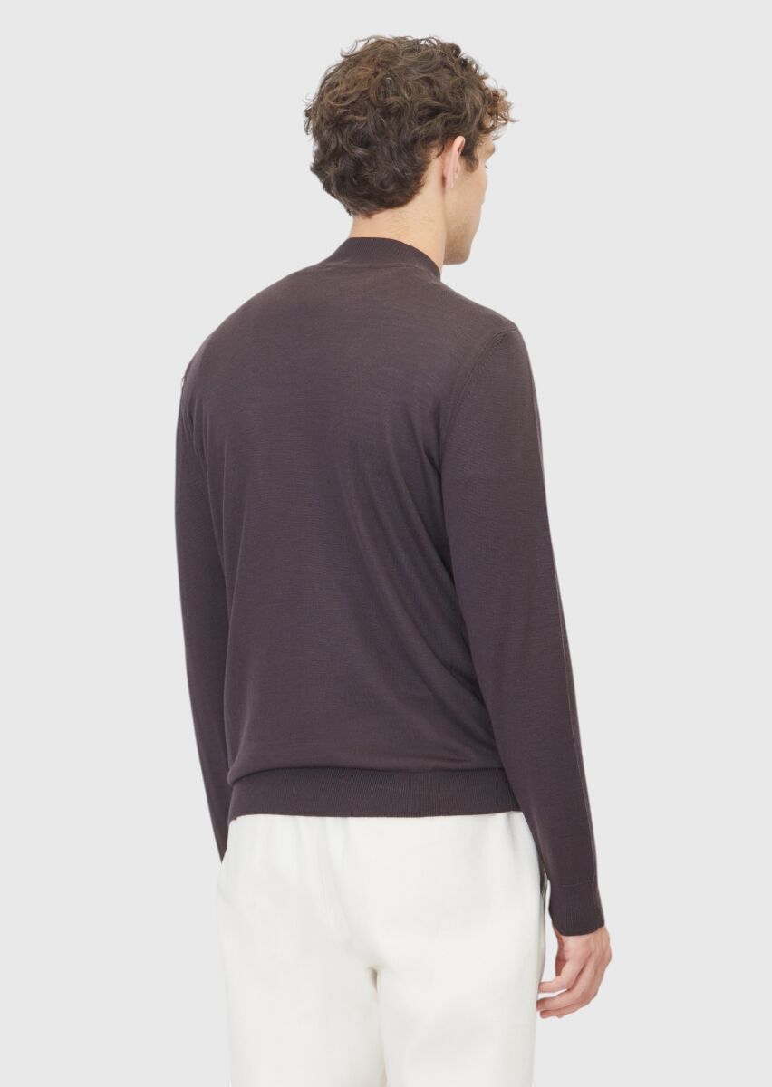 Damson Color Knitwear Sweatshirt - 5