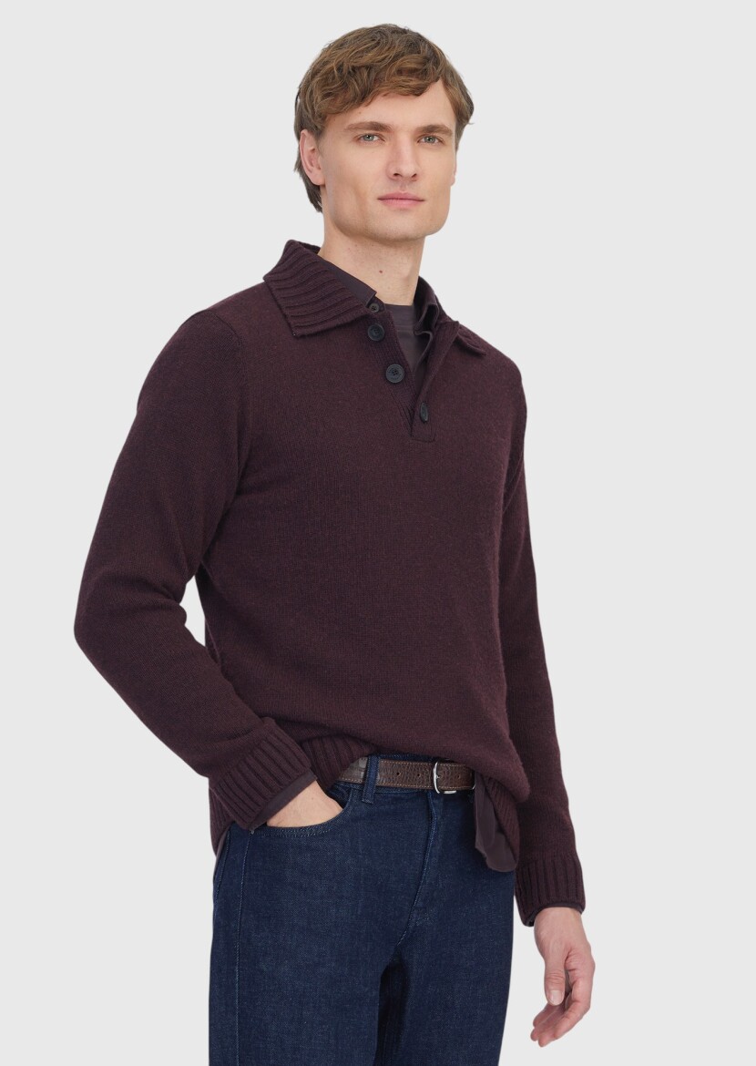 Damson Color Knitwear Sweatshirt - 1