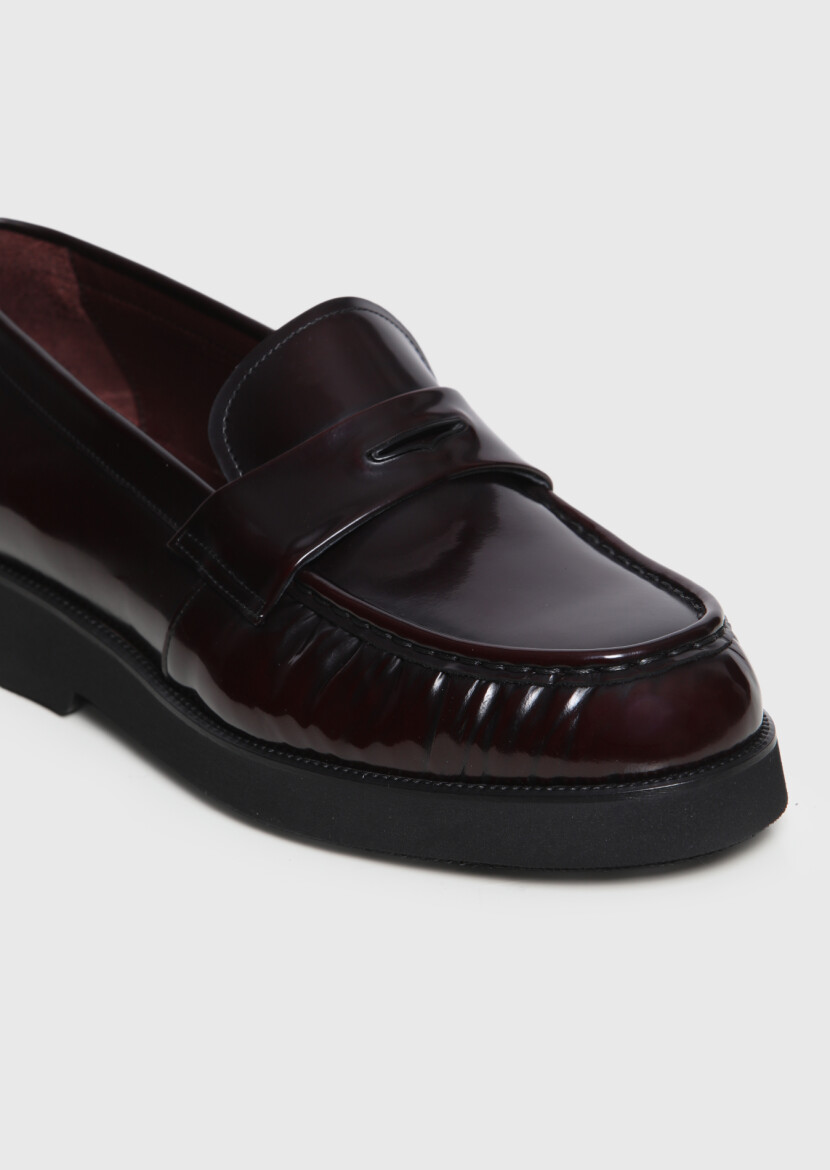 Damson Color Leather Casual Loafer - RAMSEY