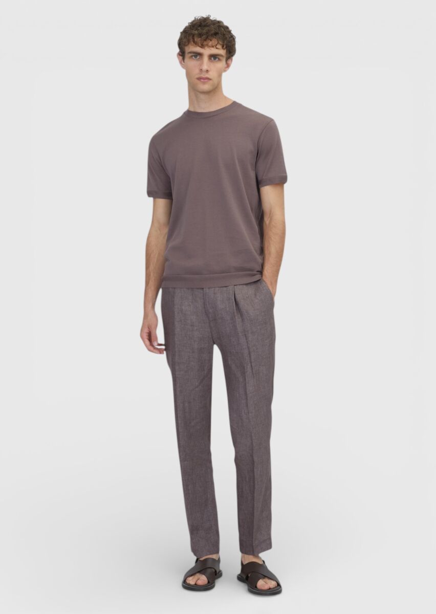 Damson Color Plain 100% Cotton T-Shirt - 2