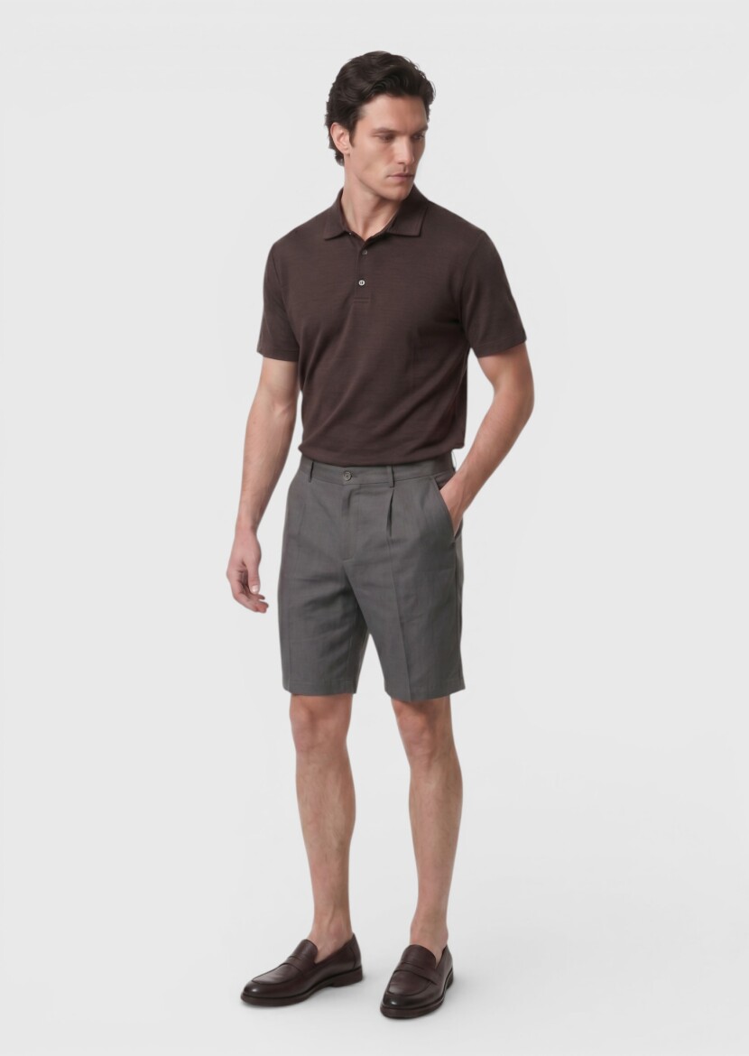 Damson Color Plain 100% Linen T-Shirt - 3