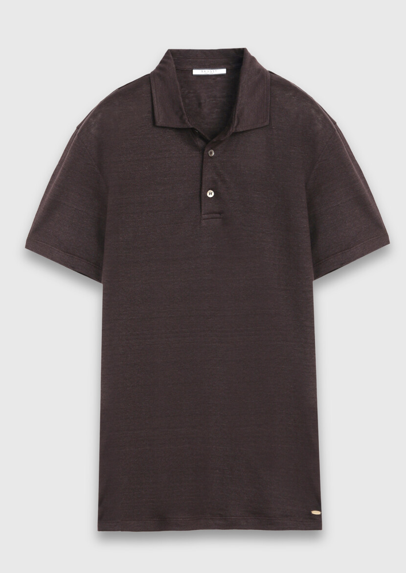 Damson Color Plain 100% Linen T-Shirt - 6
