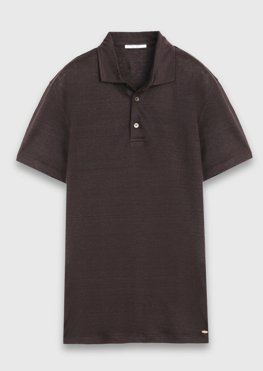 Damson Color Plain 100% Linen T-Shirt - 6