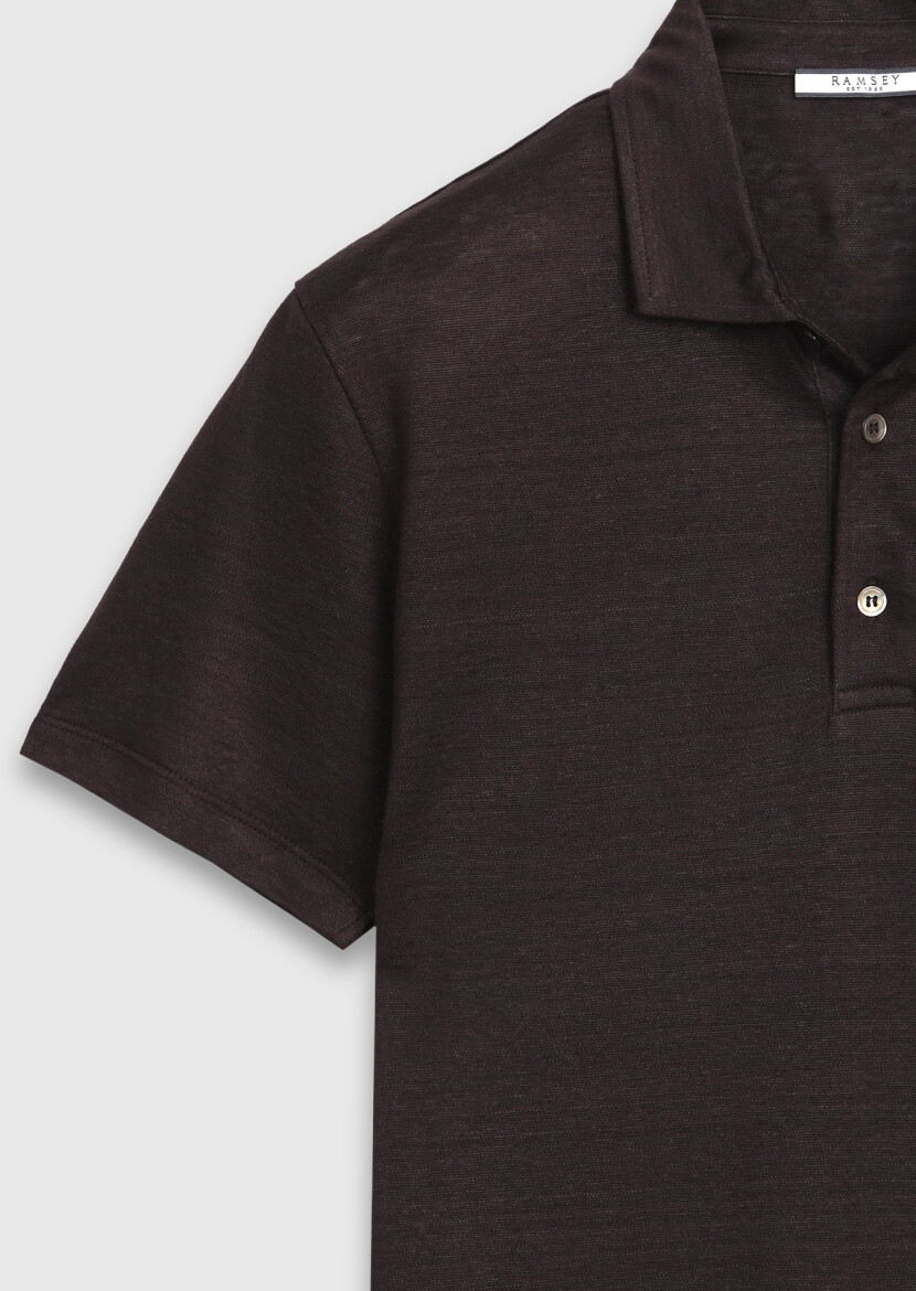 Damson Color Plain 100% Linen T-Shirt - 7