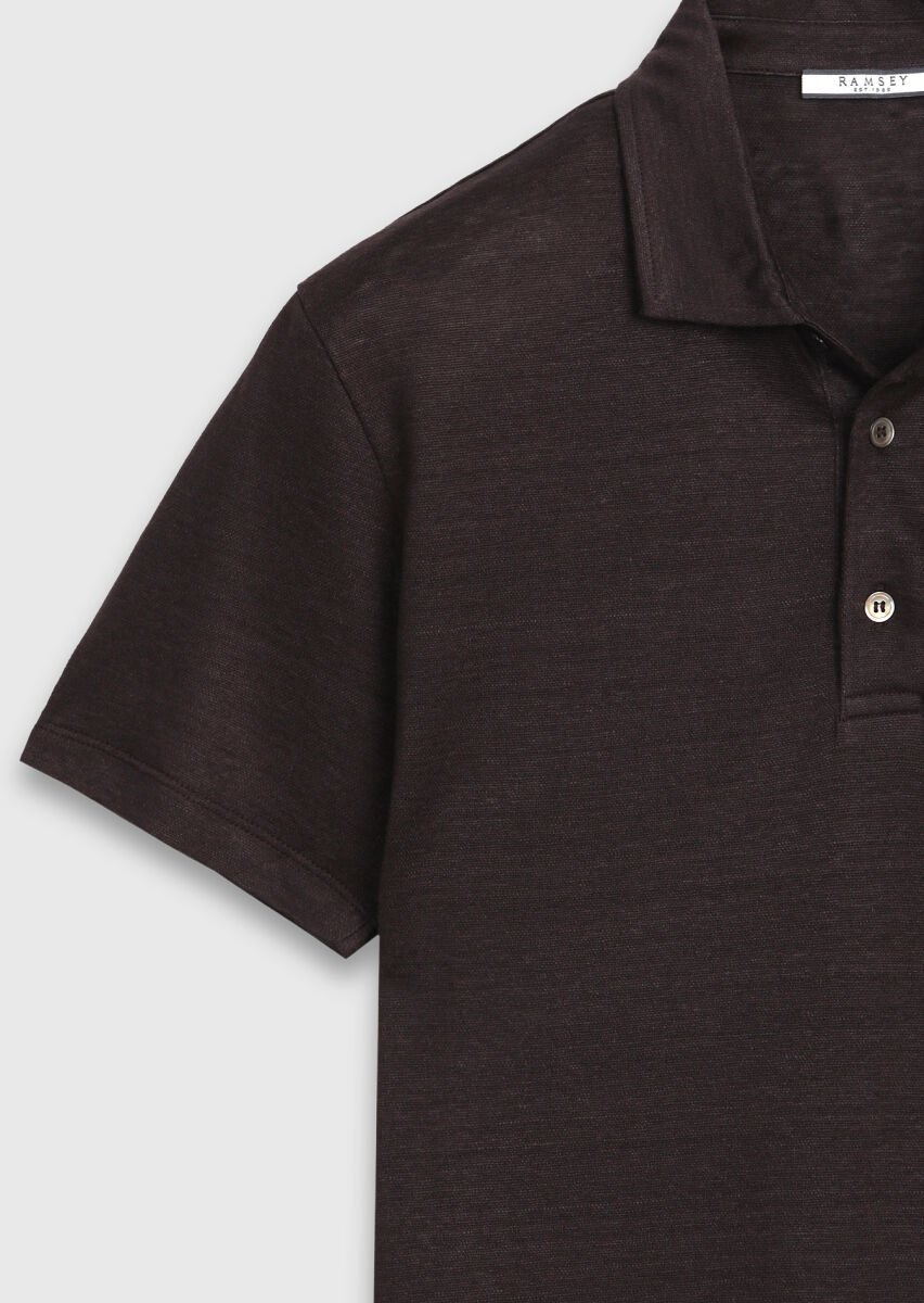 Damson Color Plain 100% Linen T-Shirt - 7
