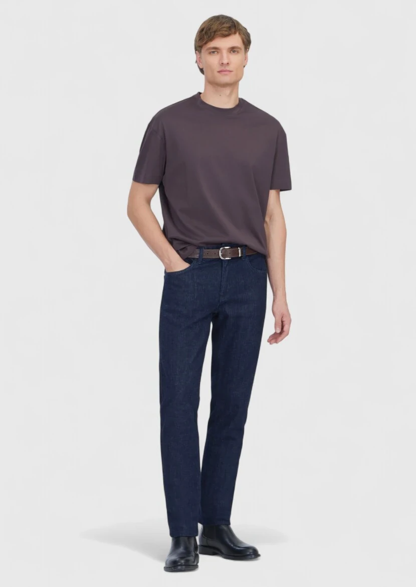 Damson Color Plain Crew Neck 100% Cotton T-Shirt - RAMSEY