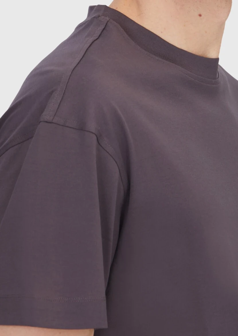 Damson Color Plain Crew Neck 100% Cotton T-Shirt - 4