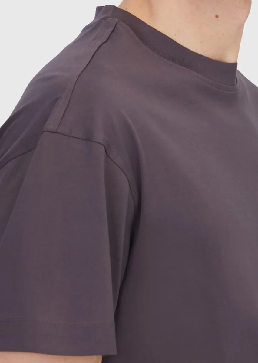 Damson Color Plain Crew Neck 100% Cotton T-Shirt - 4