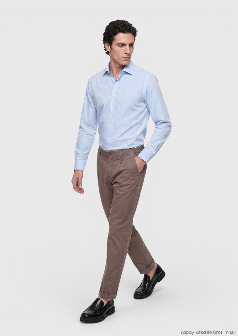 Damson Color Weaving Jogging Fit Casual Silk Blended Trousers 