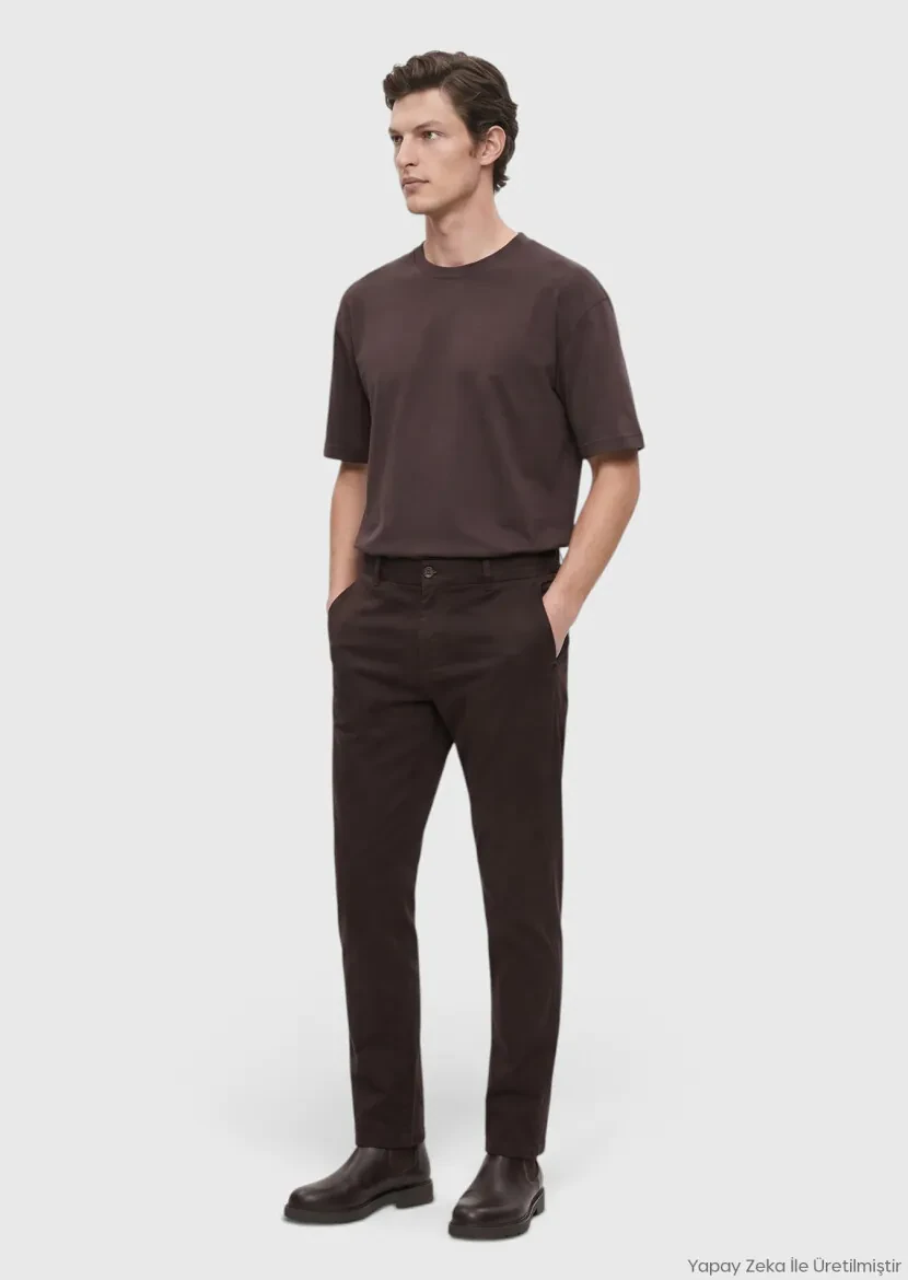 Damson Color Weaving Jogging Fit Casual Trousers 