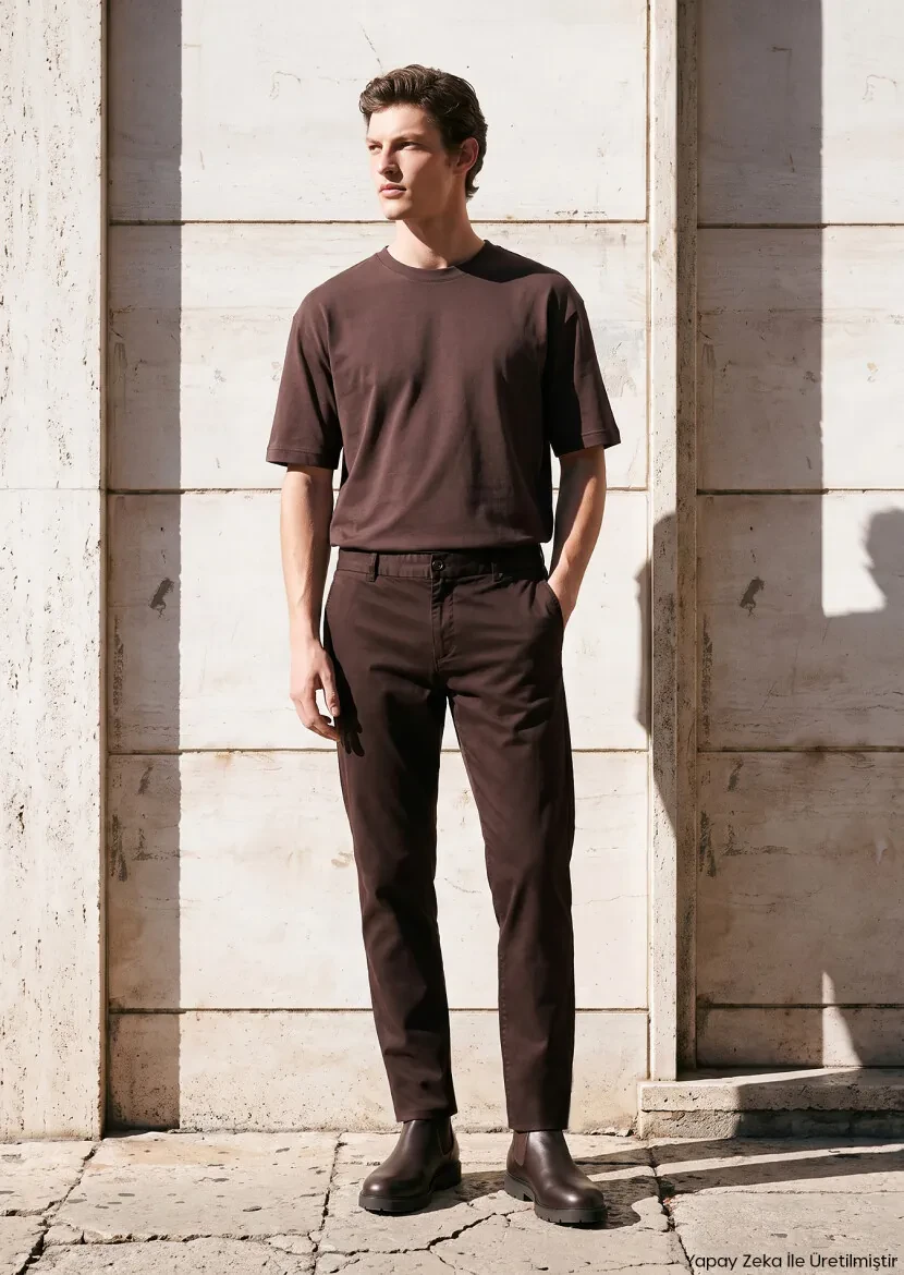 Damson Color Weaving Jogging Fit Casual Trousers - RAMSEY