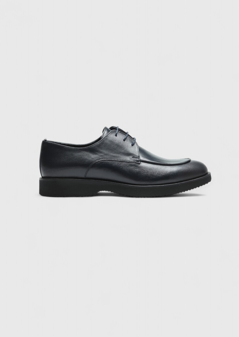 Dark Blue Leather Casual Shoes 