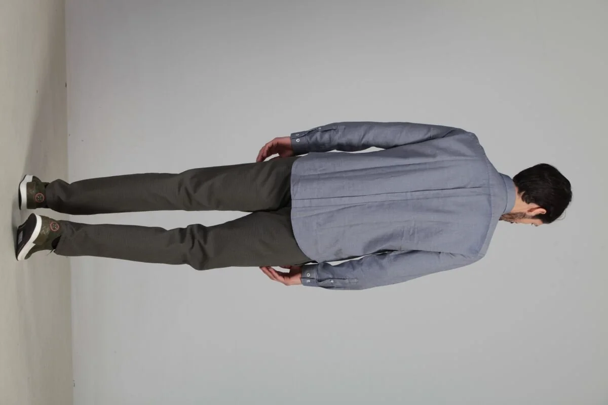 Dark Blue Micro Fitted Fit Weaving Casual 100% Cotton Shirt - 5