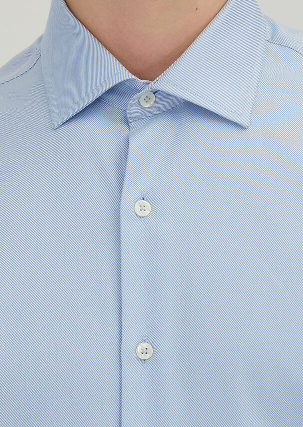 Dark Blue Regular Fit Long Weaving Classical 100% Cotton Shirt - 4