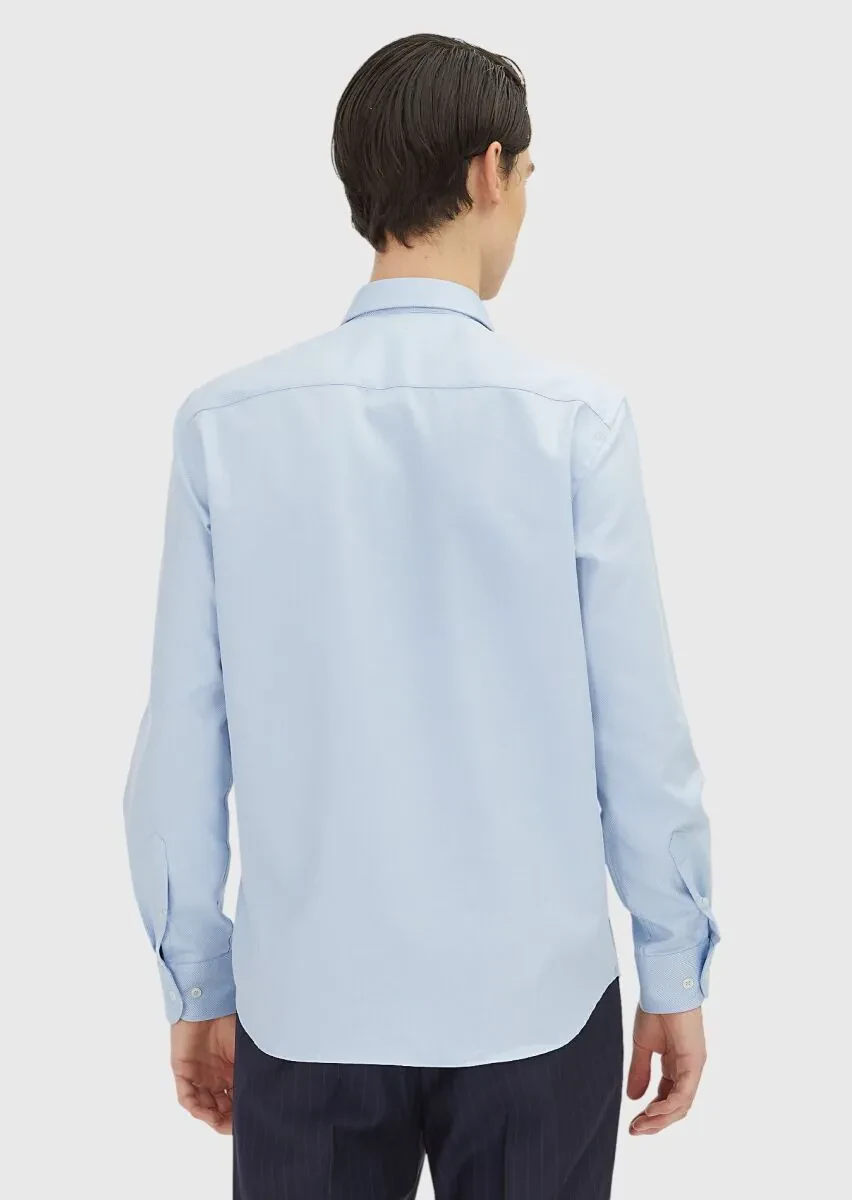 Dark Blue Regular Fit Weaving Classical 100% Cotton Shirt - 5