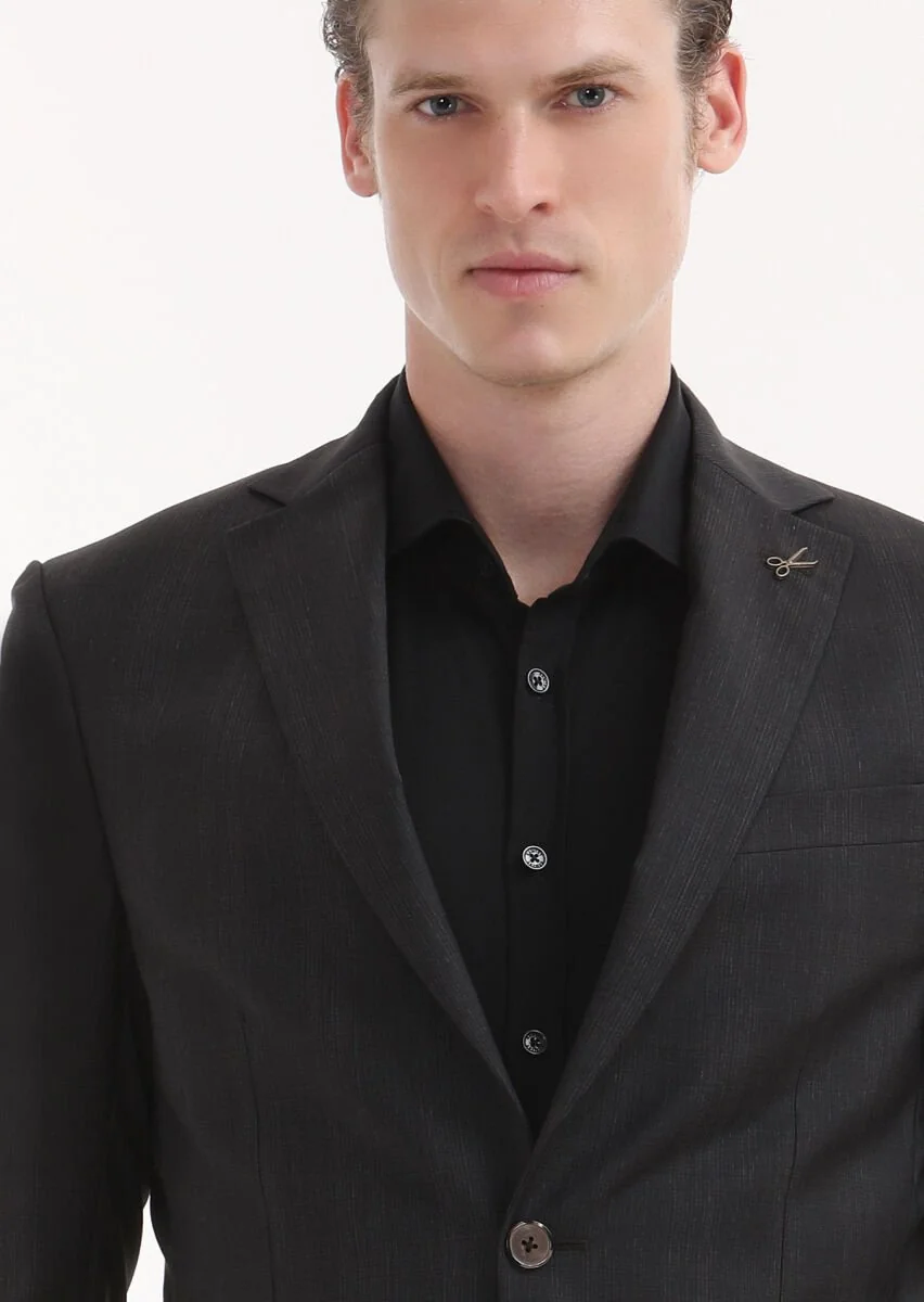 Dark Brown Checkered Modern Fit 100% Wool Suit - 3
