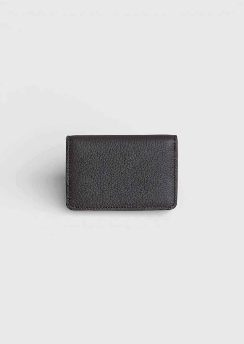 Dark Brown Cow Leather Card Holder - 1