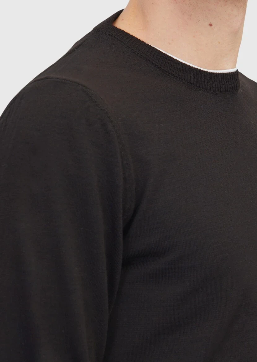 Dark Brown Knitwear Sweatshirt - 5