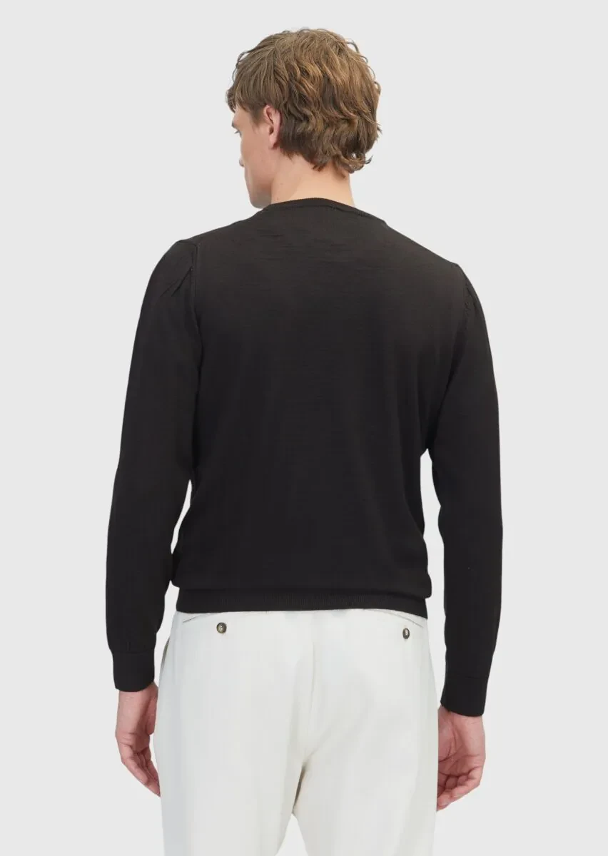 Dark Brown Knitwear Sweatshirt - 6