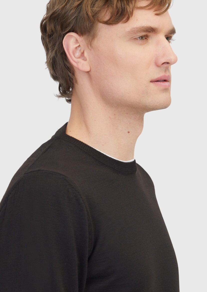 Dark Brown Knitwear Sweatshirt - 3