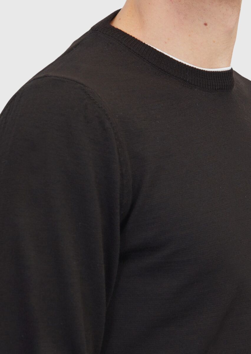 Dark Brown Knitwear Sweatshirt - 5