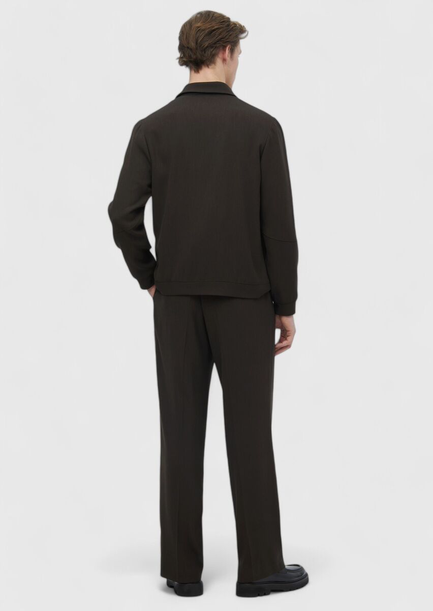 Dark Brown Plain Comfort Fit Wool Blended Suit - 8