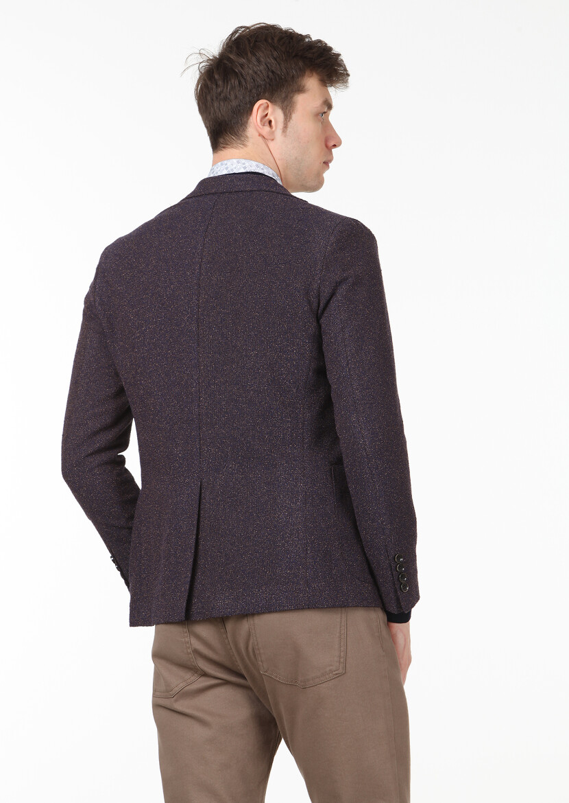 Dark Brown Plain Dynamic Wool Blended Jacket - 4