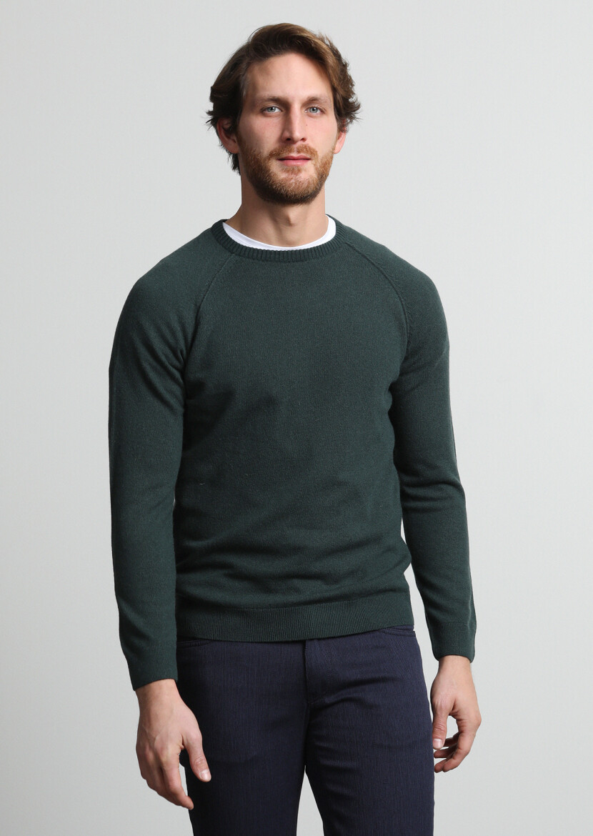 Dark Green Knitwear Sweatshirt - 1