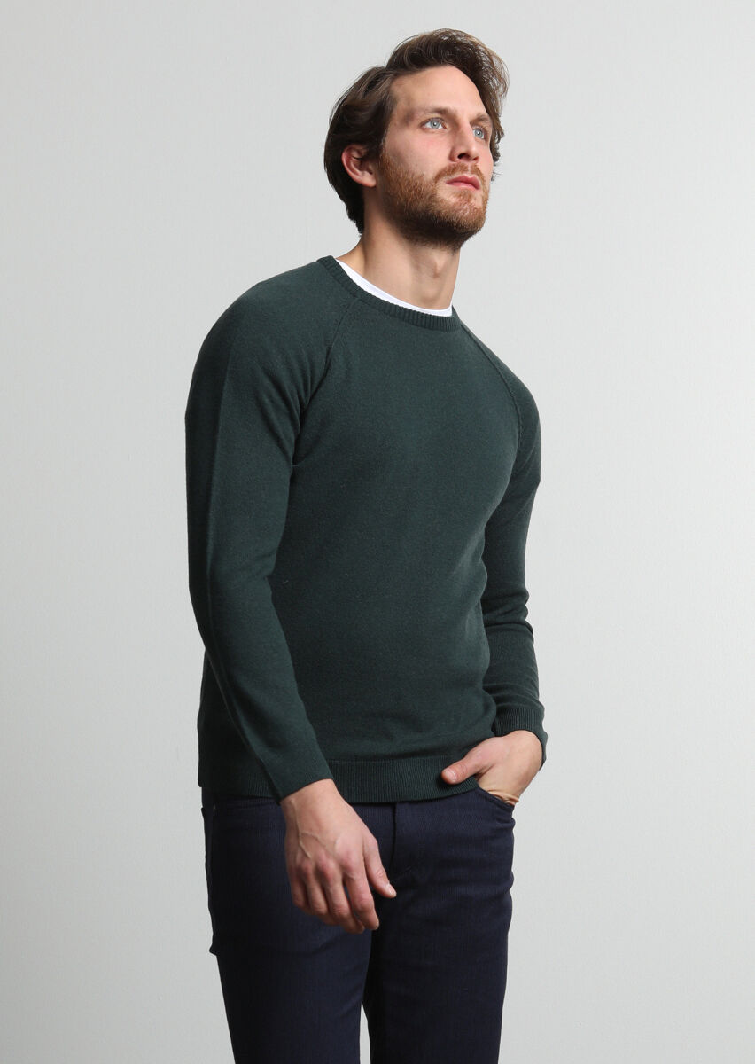 Dark Green Knitwear Sweatshirt - 2