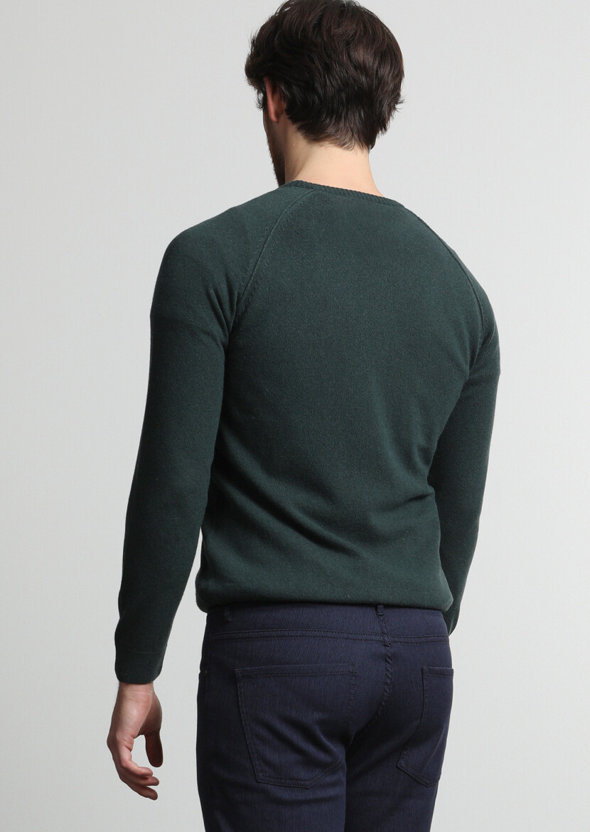 Dark Green Knitwear Sweatshirt - 3