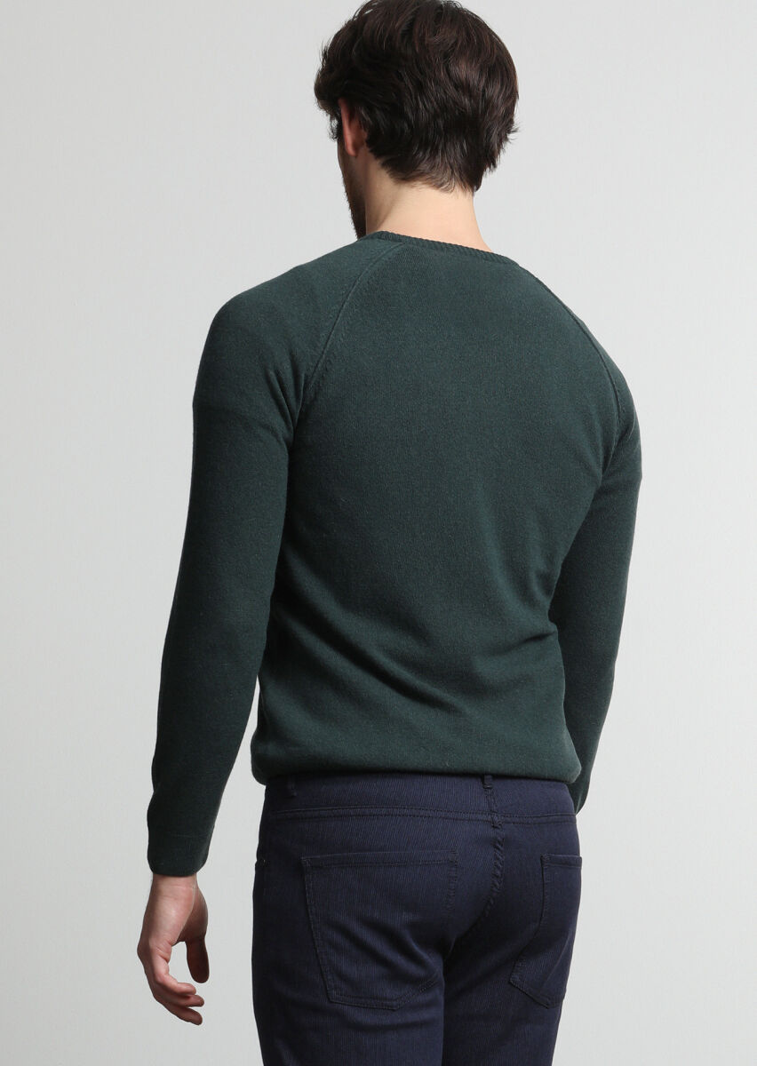 Dark Green Knitwear Sweatshirt - 3