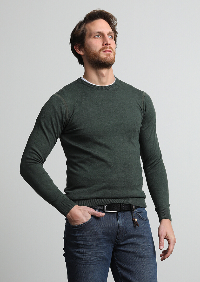 Dark Green Knitwear Sweatshirt 