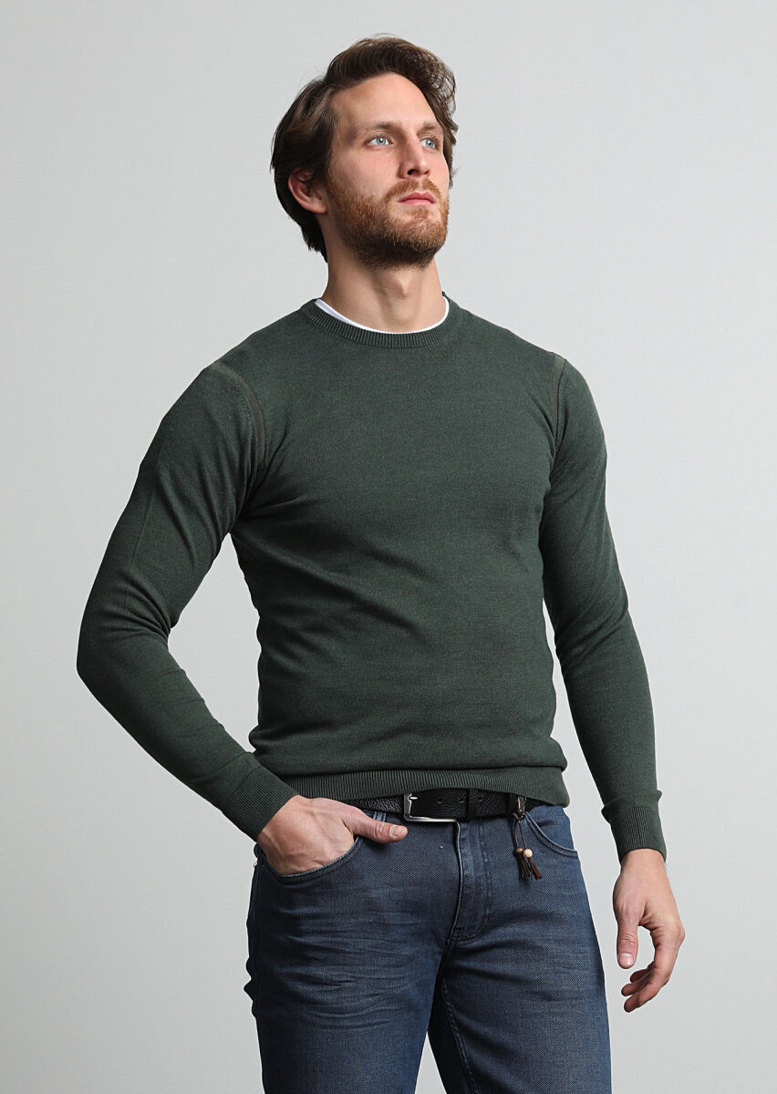 Dark Green Knitwear Sweatshirt - 2