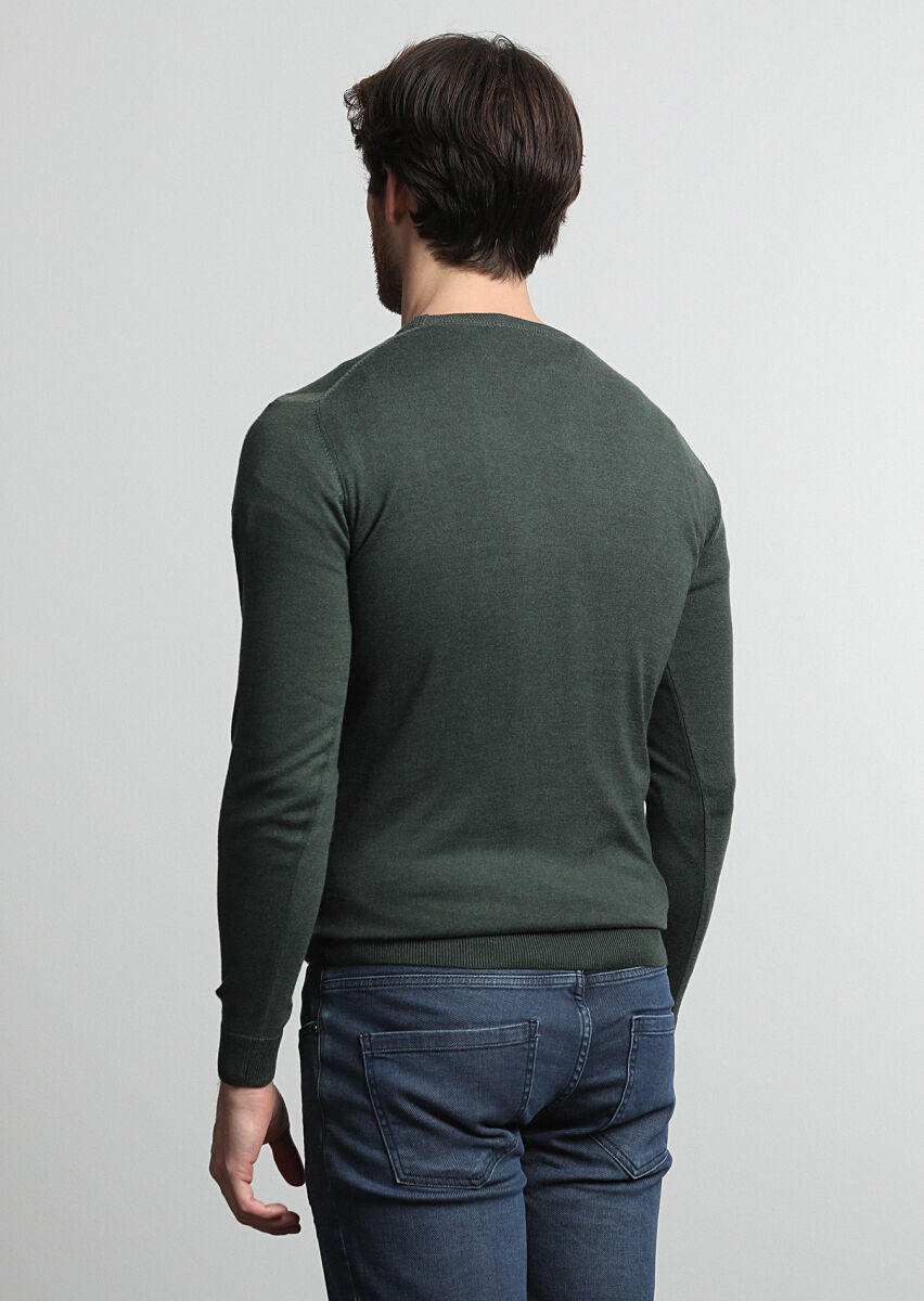 Dark Green Knitwear Sweatshirt - 3