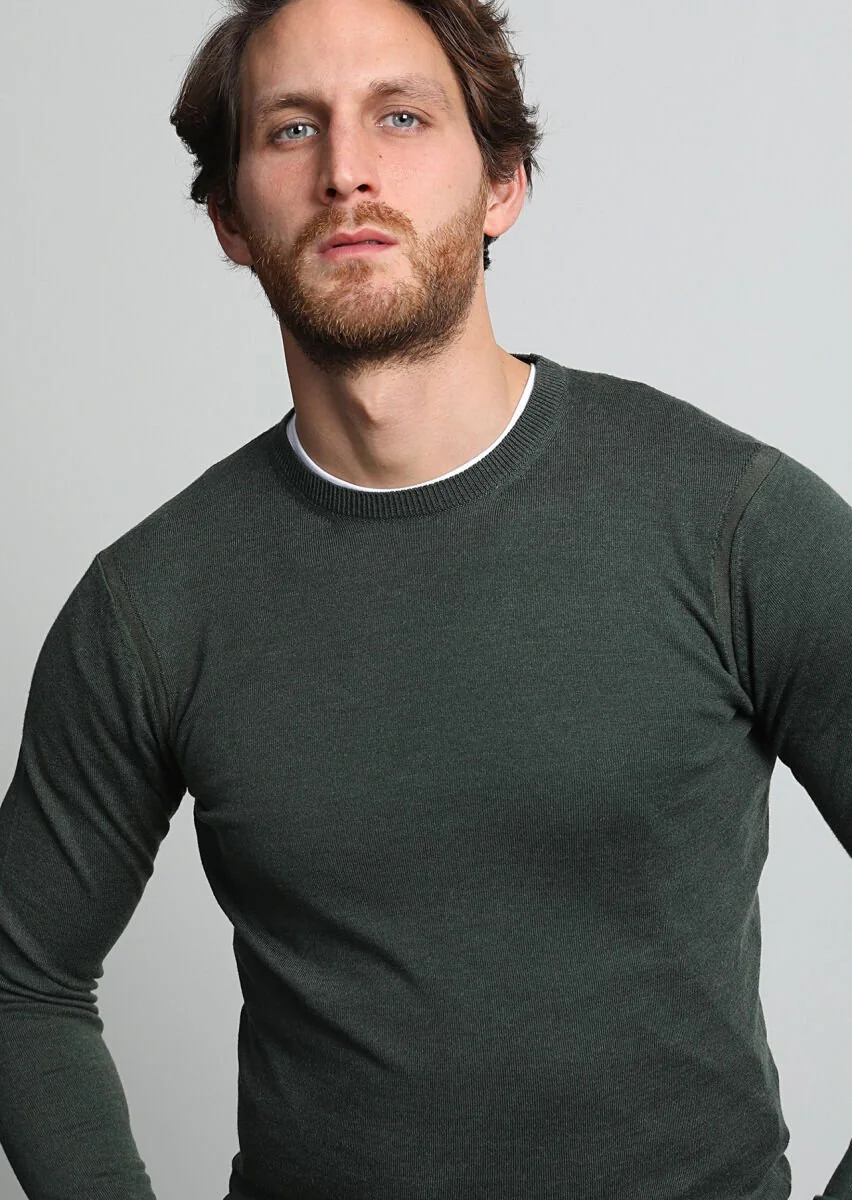 Dark Green Knitwear Sweatshirt - 2