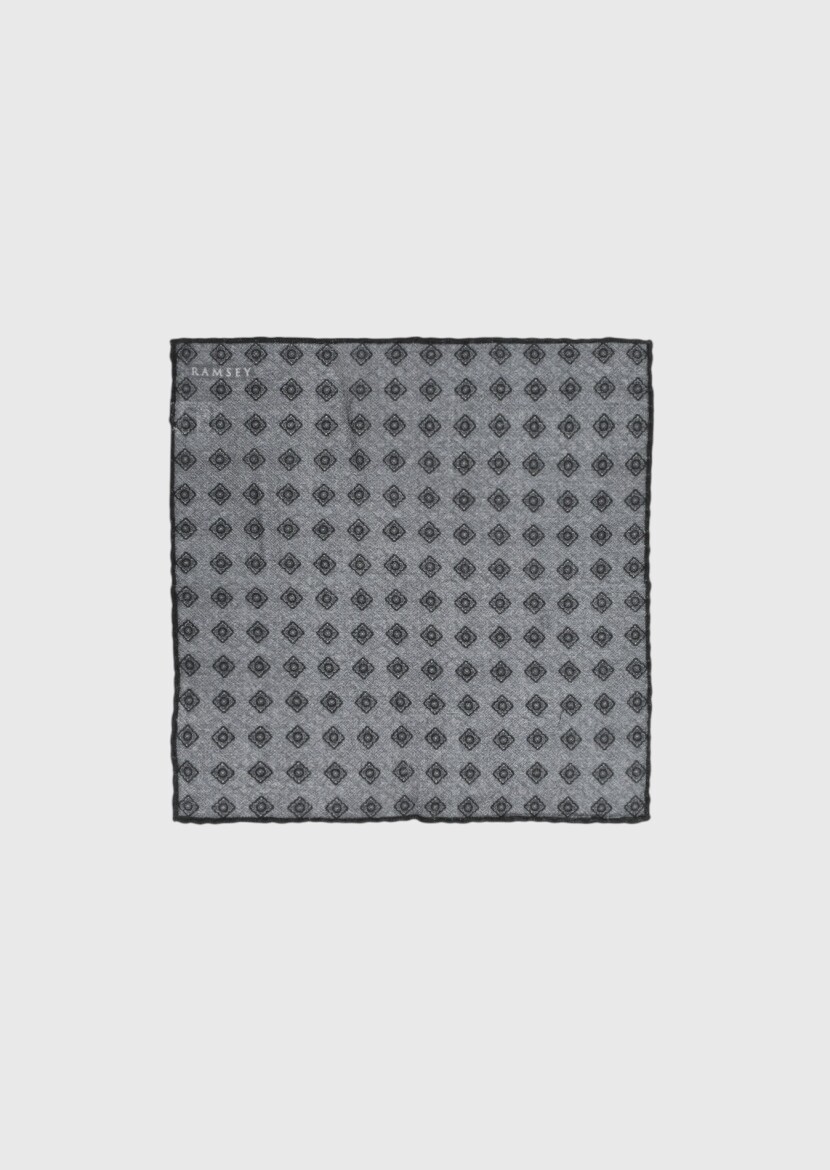 Dark Grey %100 Yün Handkerchief - 1