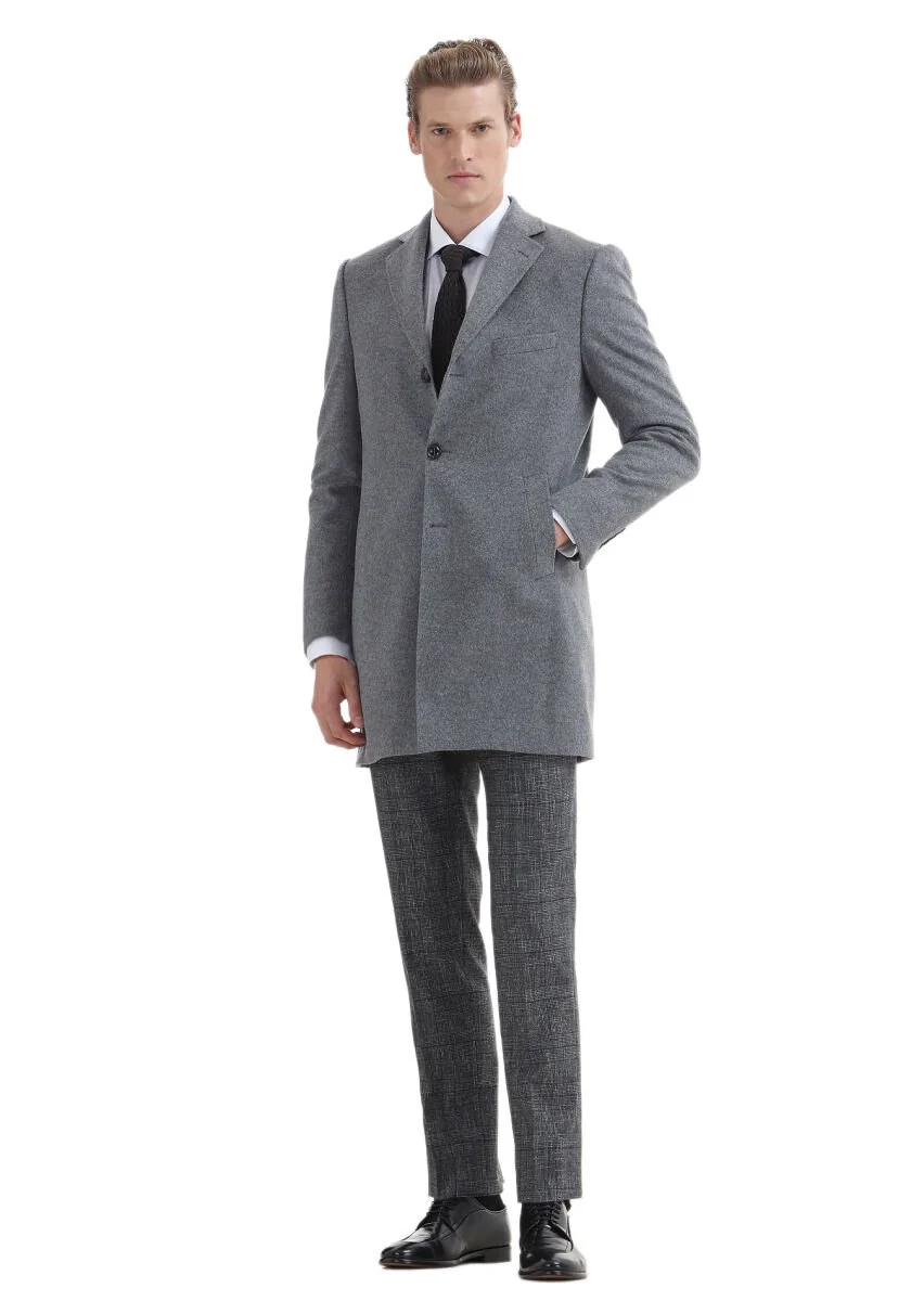 Dark Grey Checkered Zeroweight Slim Fit 100% Wool Suit - 3