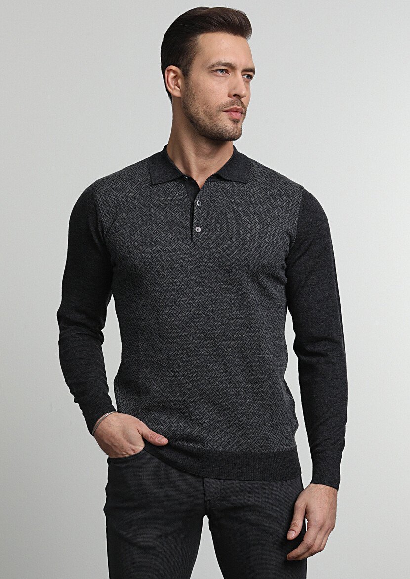 Dark Grey Knitwear Sweatshirt - 2