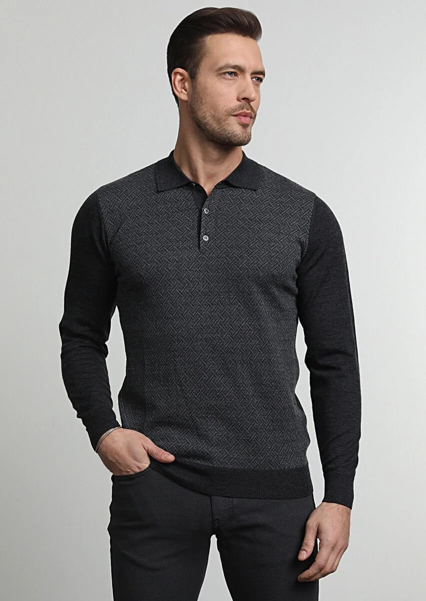Dark Grey Knitwear Sweatshirt - 2