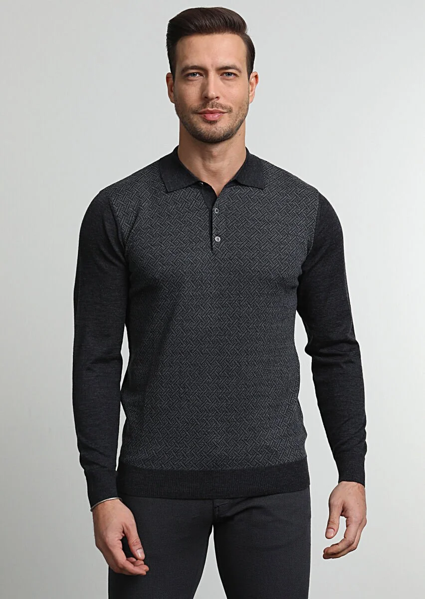 Dark Grey Knitwear Sweatshirt - 3