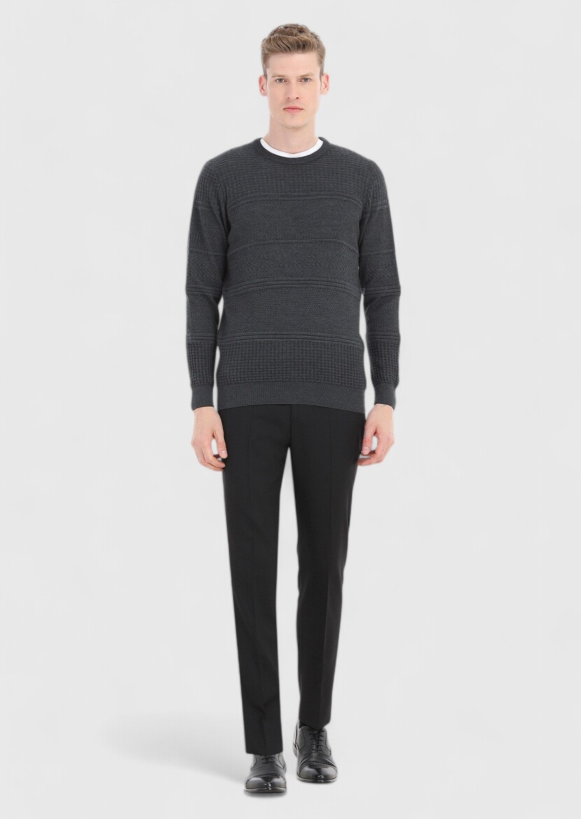Dark Grey Knitwear Sweatshirt - 1