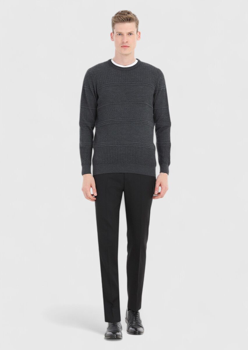 Dark Grey Knitwear Sweatshirt - 1