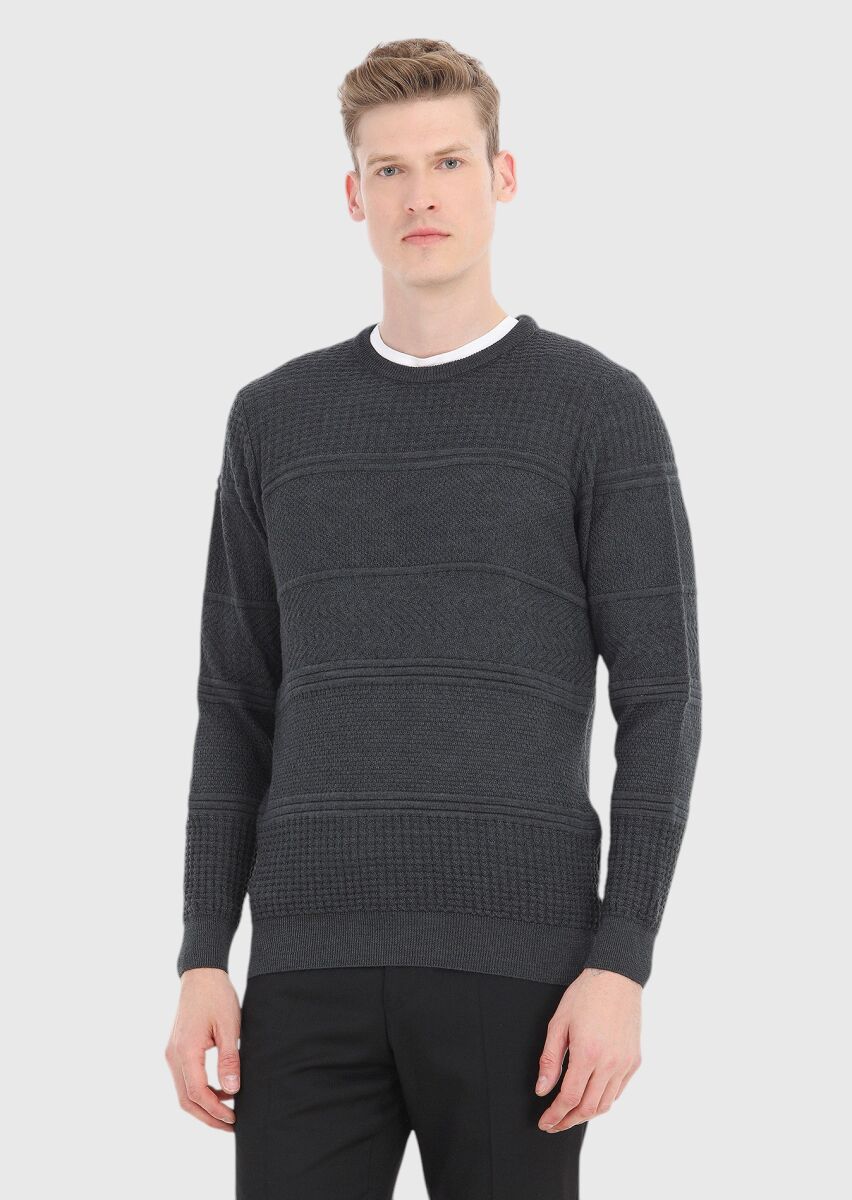 Dark Grey Knitwear Sweatshirt - 2