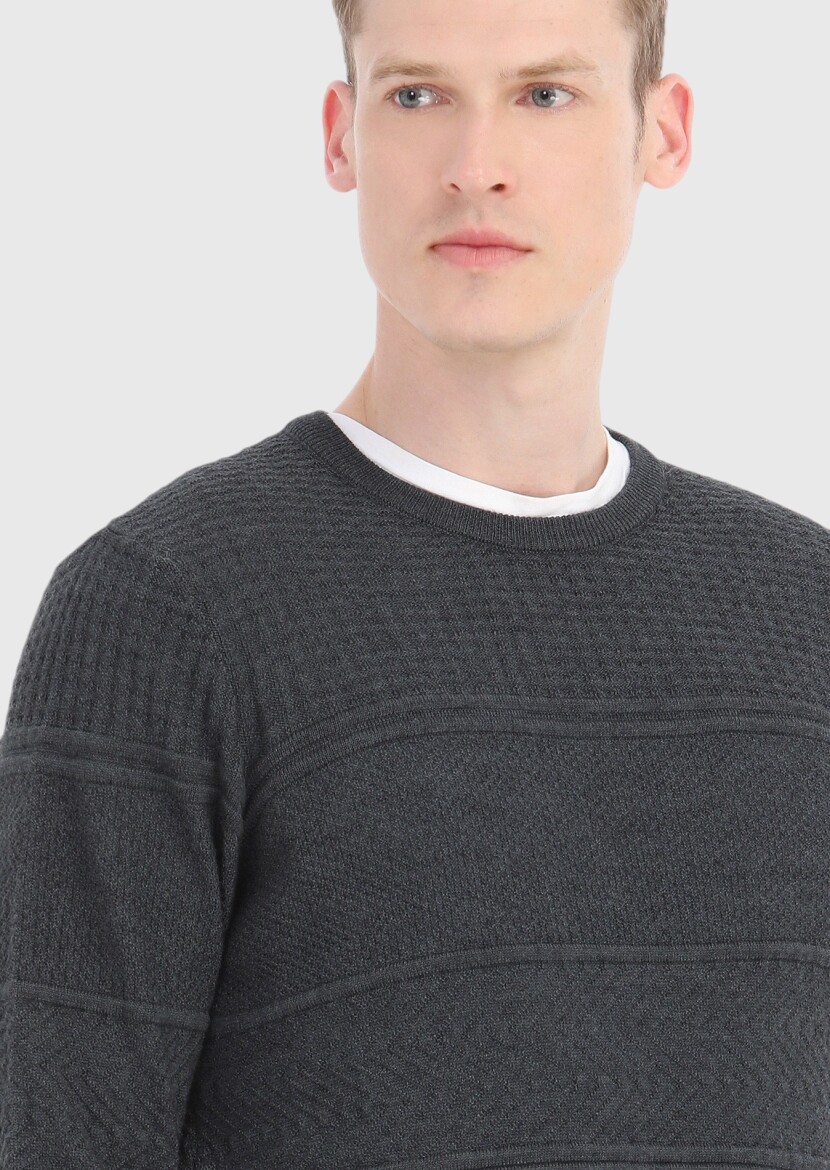 Dark Grey Knitwear Sweatshirt - 3
