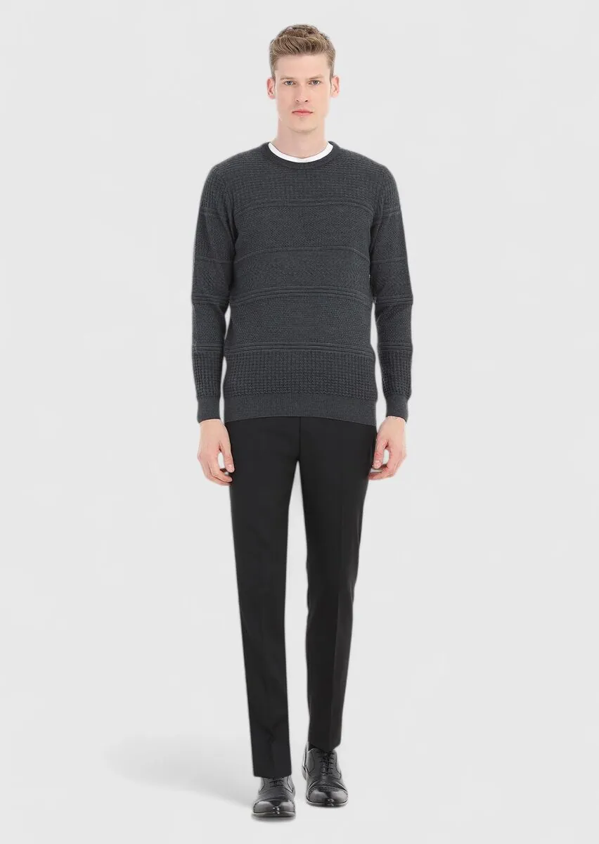 Dark Grey Knitwear Sweatshirt - 1