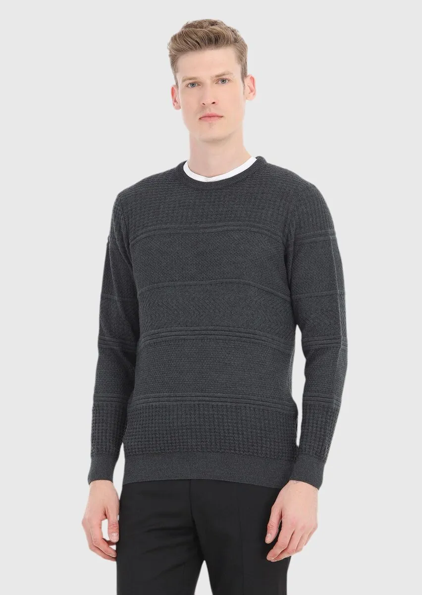 Dark Grey Knitwear Sweatshirt - 2